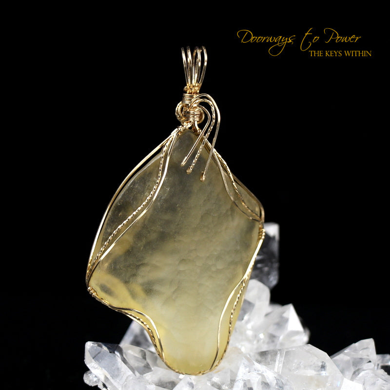 Authentic Libyan Desert online Glass with Moldavite Bar Necklace, Star Energy, Arcturian Attunement with Healing Energy, Galactic Activation Codes