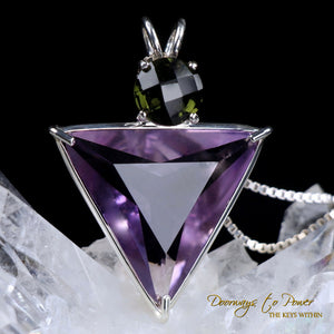 Amethyst Quartz Moldavite Angelic Star Pendant