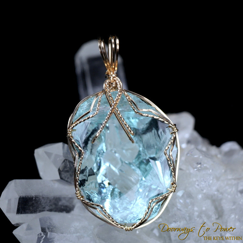 Aqua Serenity Andara Pendant 14k 'Atlantean Hologram'