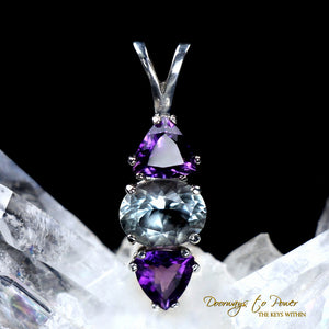 Aqua Serenity Monatomic Andara Pendant with Amethyst SS