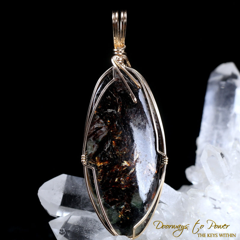 Astrophyllite Crystal Pendant 14k