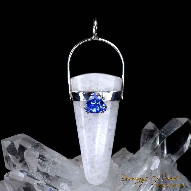 Azeztulite Siberian Blue Quartz Pendant SS