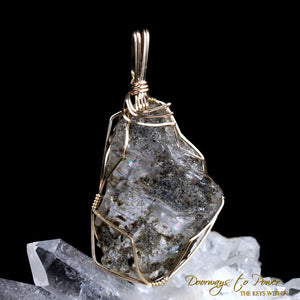 Azozeo Super Activated Phenacite Crystal Pendant in 14k Gold