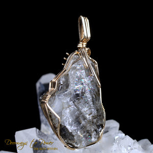 Azozeo Super Activated Phenacite Crystal Pendant in 14k Gold