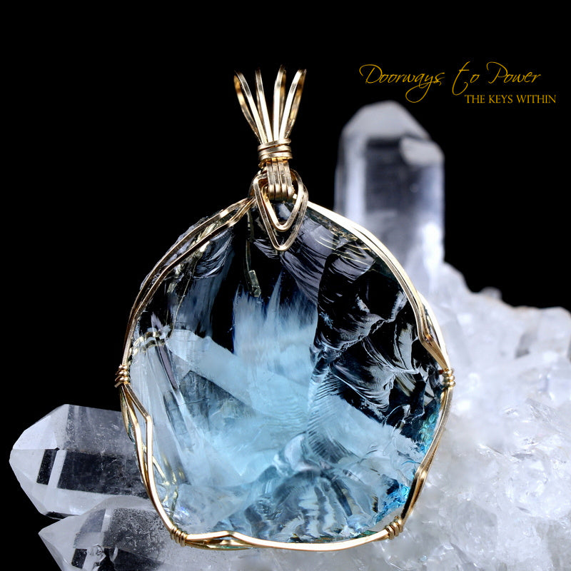 Azure Elysium Monatomic Andara Crystal Pendant 14k 'Resonant'