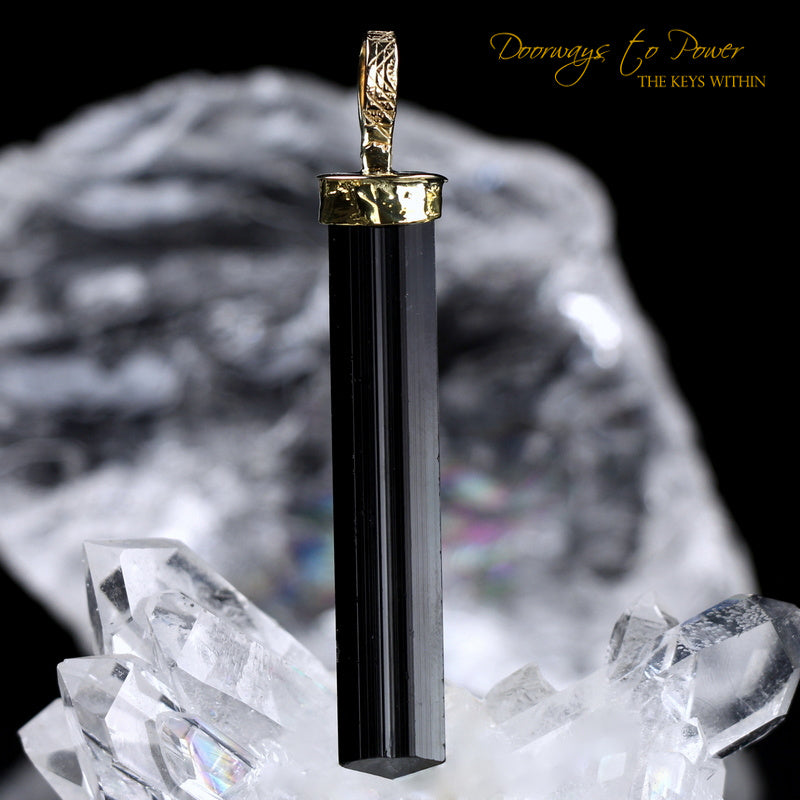 Black Tourmaline Light Language Pendant 22k