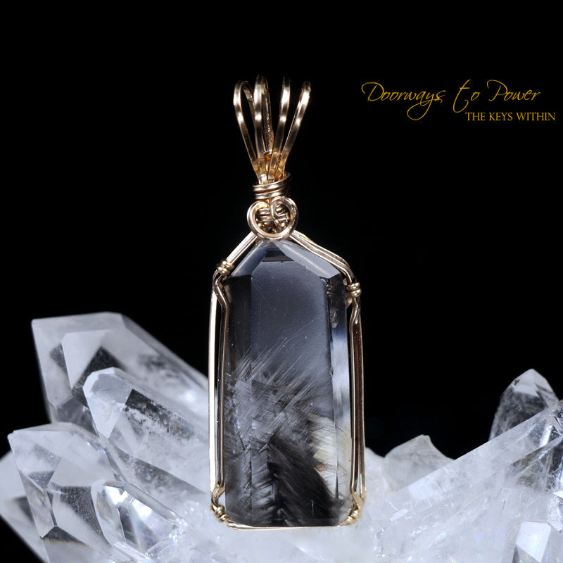 Brookite Manifestation Quartz Crystal Pendant 14k