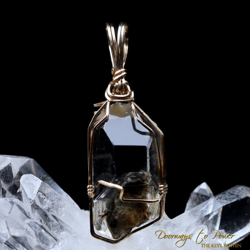 Brookite DT Manifestation Quartz Crystal Pendant 14k