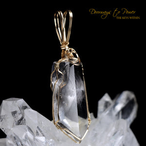 Brookite Manifestation Quartz Crystal Pendant 14k