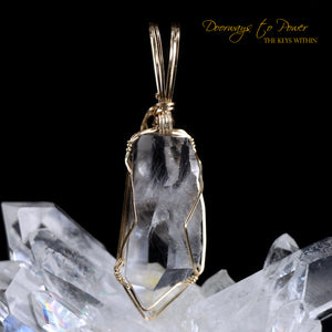 Brookite Manifestation Quartz Crystal Pendant 14k