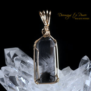 Brookite Manifestation Quartz Crystal Pendant 14k