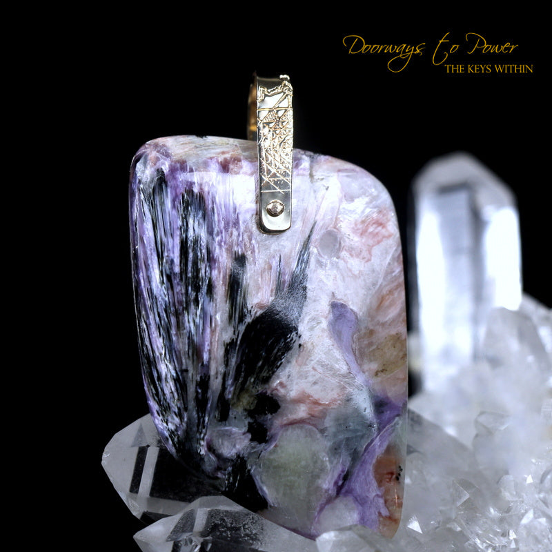 Charoite Light Language Crystal Pendant 14k