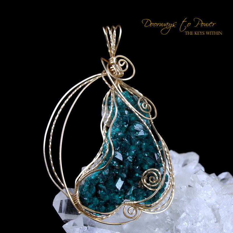 Dioptase Crystal Pendant 14k