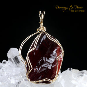 Dragons Blood & King Solomon Andara Crystal Pendant 14k gold