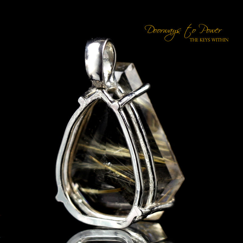 10KT White Gold Golden Rutilated high quality Quartz Pendant