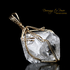 Herkimer Diamond DT Record Keeper Crystal Pendant 14k