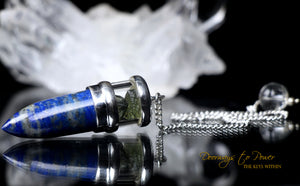 Lapis Lazuli & Moldavite Pendulum .925 Sterling Silver