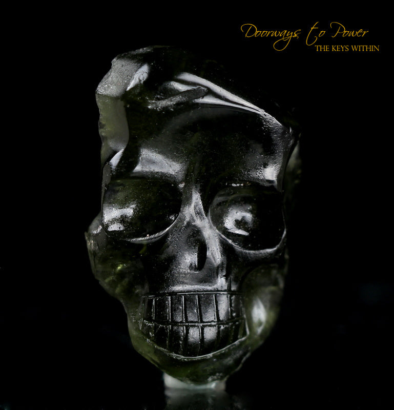 Moldavite Crystal Skull Carving by Leandro de souza