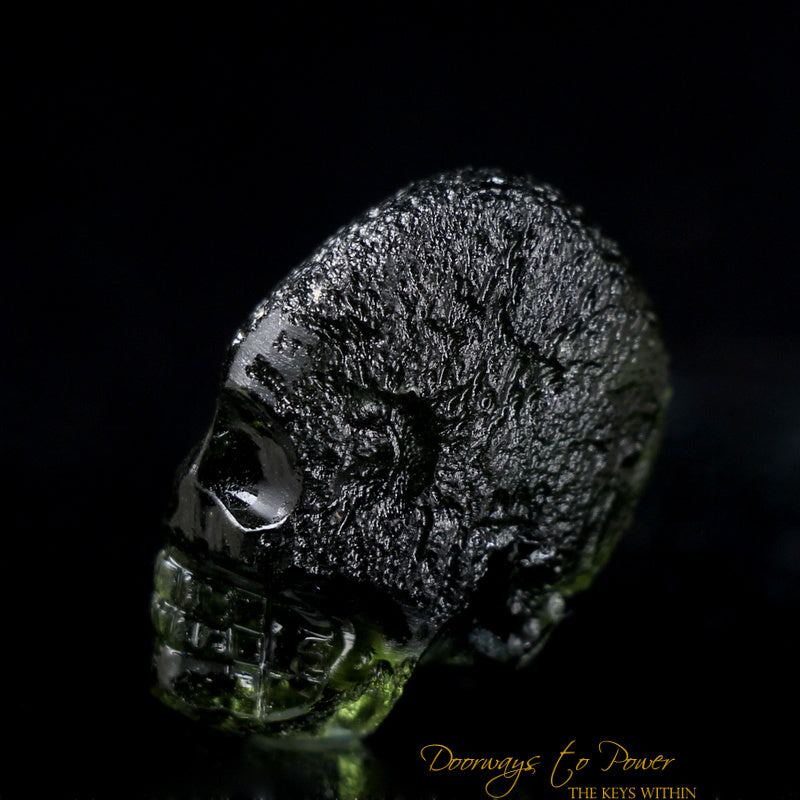 Moldavite Hand Carved Crystal Skull by Leandro de Souza