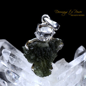 Moldavite Herkimer Diamond Crystal Pendant