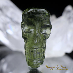 Moldavite Hand Carved Crystal Skull 'Ekkaptian'