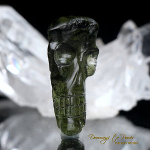 Moldavite Hand Carved Crystal Skull 'Ekkaptian' By leandro de Souza