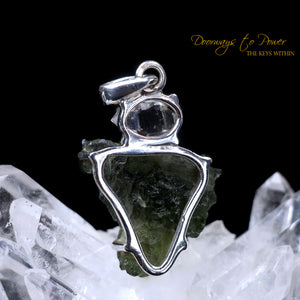 Moldavite Herkimer Diamond Crystal Pendant