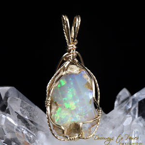 Mystical Opal Meditative Light Crystal Pendant 14k