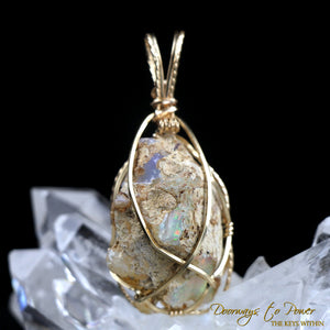 Mystical Opal Meditative Light Crystal Pendant 14k