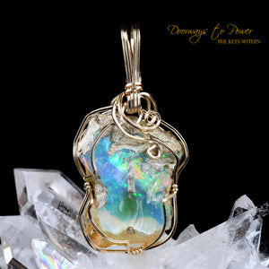 Mystical Opal Meditative Light Crystal Pendant 14k