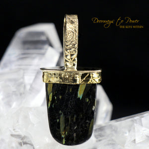 Nuummite Light Language Crystal Pendant ™ 22k Gold