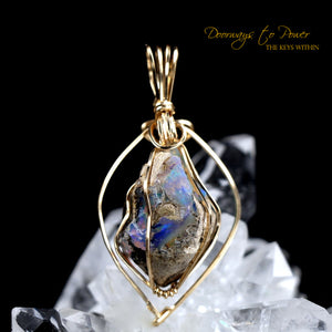 Mystical Opal Meditative Light Crystal Pendant 14k