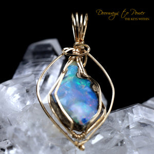 Mystical Opal Meditative Light Crystal Pendant 14k