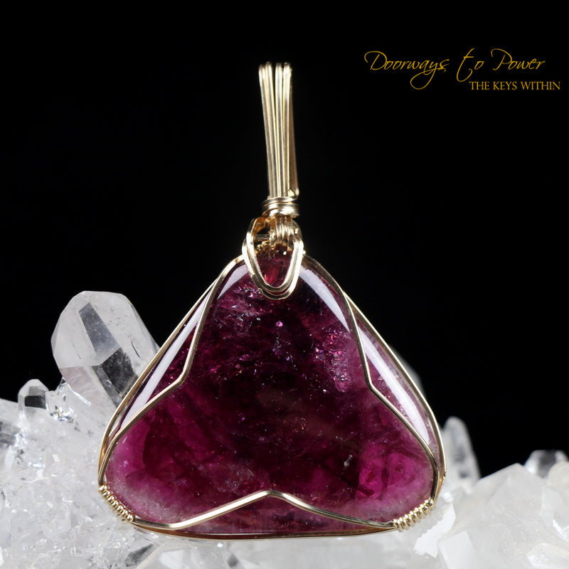 Pink Tourmaline Crystal Pendant 14k