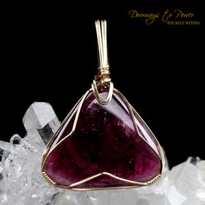 Pink Tourmaline Crystal Pendant 14k