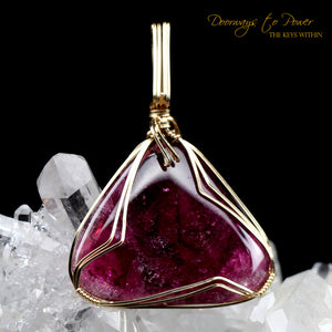 Pink Tourmaline Crystal Pendant 14k