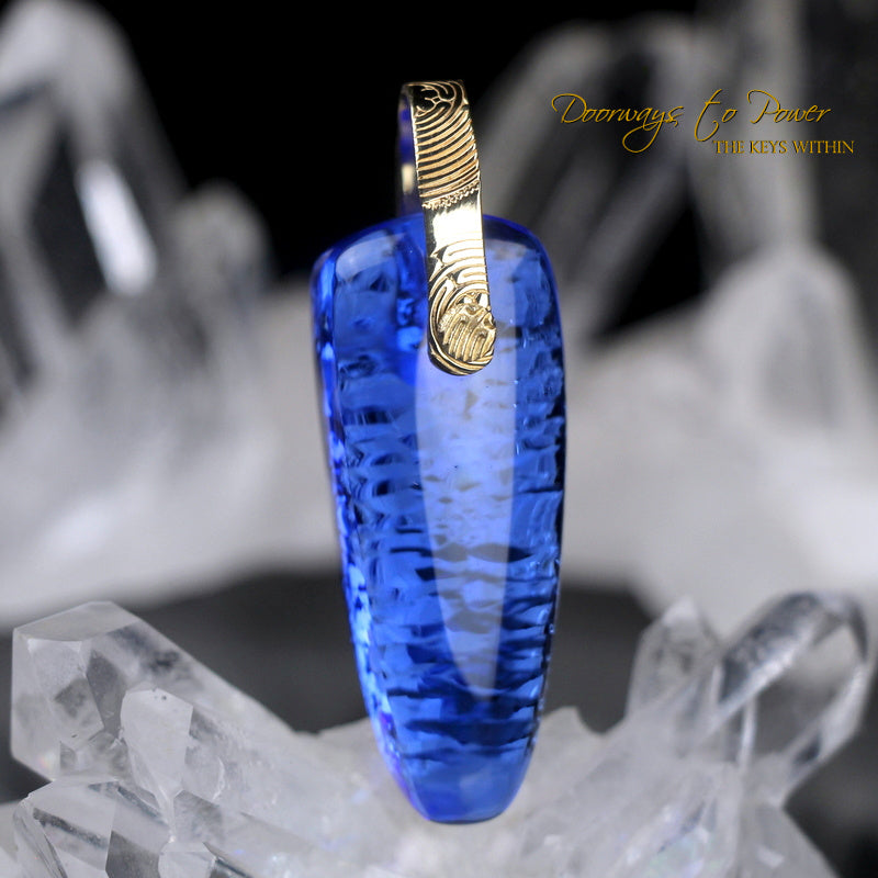 Siberian Blue Quartz Crystal Pendant 14k