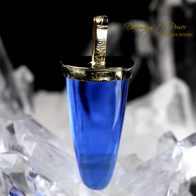 Siberian Blue Quartz Light Language Pendant 22k