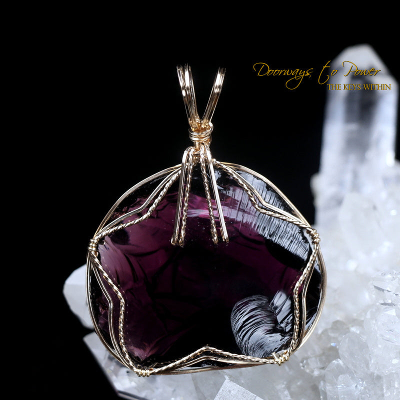 Sovereign Amethyst Andara Crystal Pendant 14k “SAHASRARA”