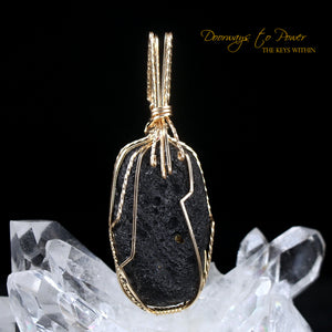 Tibetan Tektite Crystal Pendant in 14k