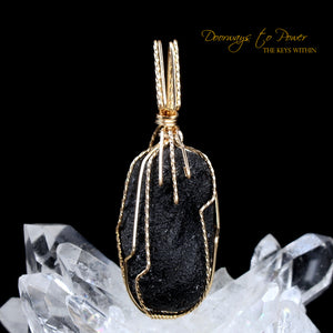 Tibetan Tektite Crystal Pendant in 14k