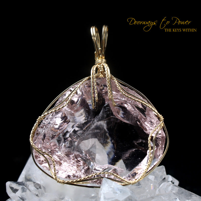 VENUSIAN PINK Monatomic Andara Crystal Pendant in 14k from Mt Shasta California