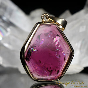 Pink Tourmaline Crystal Pendant 14k