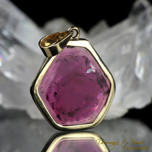 Pink Tourmaline Crystal Pendant 14k