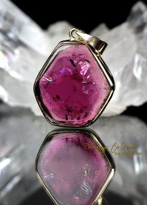 Pink Tourmaline Crystal Pendant 14k