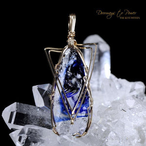 Tanzanite Fire Elestial Arcturian 5D Andara Crystal Pendant 14k