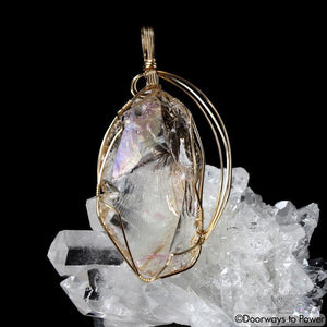 HGW Pink Andara Crystal Pendant 14k 'Heart Of God Within'