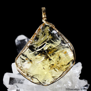 Lemurian Amber Andara Crystal Pendant 14k 'Light Transmuted into Life'