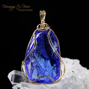 Elestial Starlight Sapphire Andara Pendant 14k Gold \ OverSoul \ 6D