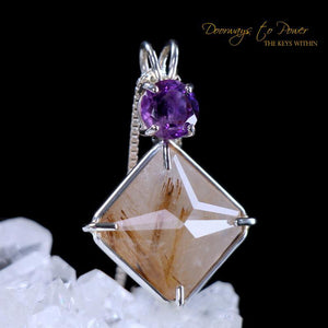 Rutilated Quartz & Amethyst Magician Stone Pendant